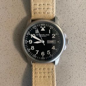 Stuhrling watch with canvas band